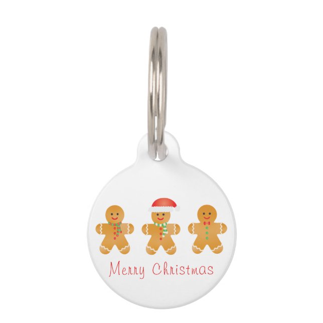 Merry Christmas Gingerbread Men Pet Tag (Front)