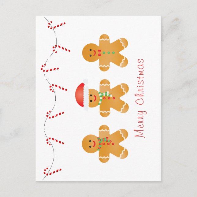 Merry Christmas Gingerbread Men Postcard (Front)