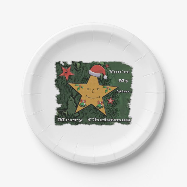 Merry Christmas gingerbread star  Paper Plate (Front)