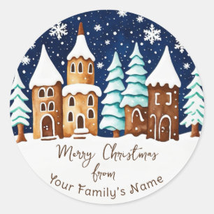 Merry Christmas Gingerbread Town Holiday Gift Tag