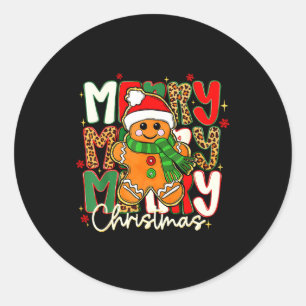 Merry Christmas Gingerbread Xmas Coquette Tis The  Classic Round Sticker