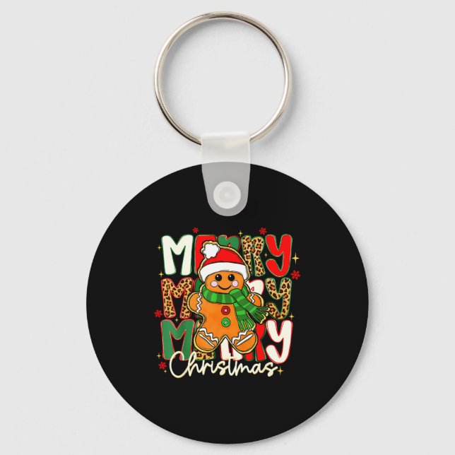 Merry Christmas Gingerbread Xmas Coquette Tis The  Key Ring (Front)