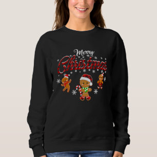 Merry Christmas Gingerbread Xmas Red Plaid Cookie  Sweatshirt