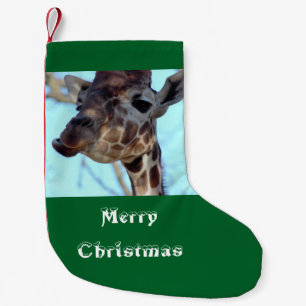 Merry Christmas Giraffe Photo Small Christmas Stocking