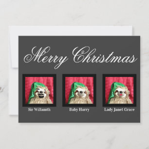 Merry Christmas Glam Family Fun Sloth Customizable Holiday Card