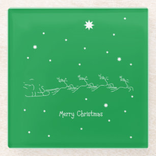Merry christmas glass coaster
