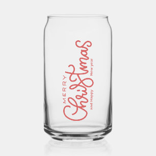 Merry Christmas Glass   Festive Holiday Drinkware
