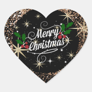 Merry Christmas glitter and sparkle Heart Sticker