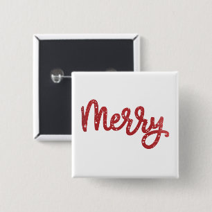 Merry Christmas Glitter Holiday 15 Cm Square Badge