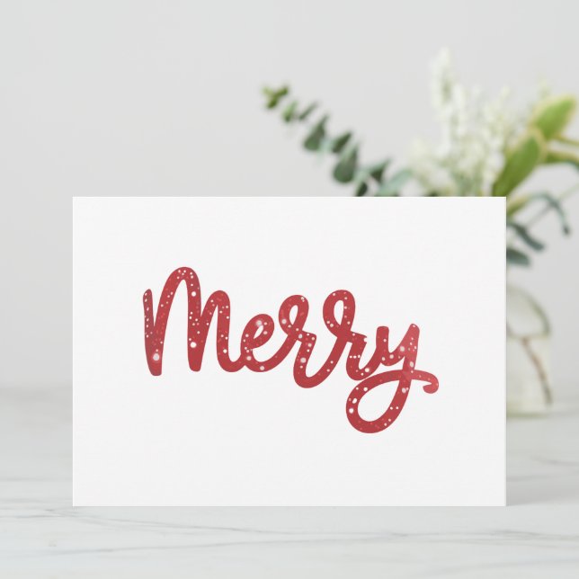 Merry Christmas Glitter Holiday  Card (Standing Front)