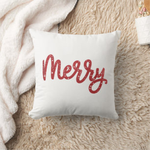 Merry Christmas Glitter Holiday  Cushion