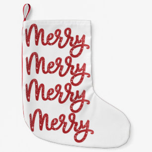 Merry Christmas Glitter Holiday  Small Christmas Stocking