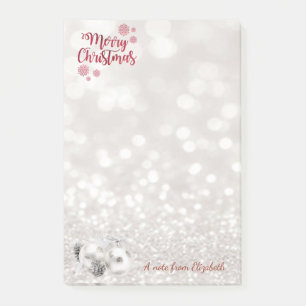 Merry Christmas,Glittery Bokeh ,Christmas Balls Post-it Notes