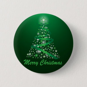 Merry Christmas Glow Tree 6 Cm Round Badge