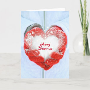 Merry Christmas glowing ice heart Holiday Card