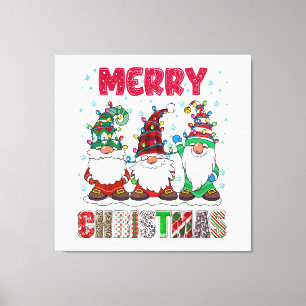 Merry Christmas Gnome Family Funny Xmas Tree Canvas Print