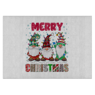 Merry Christmas Gnome Family Funny Xmas Tree Cutting Board
