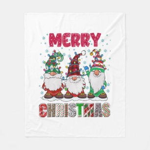 Merry Christmas Gnome Family Funny Xmas Tree Fleece Blanket