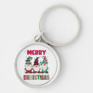 Merry Christmas Gnome Family Funny Xmas Tree Key Ring
