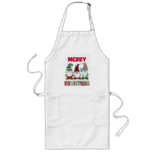 Merry Christmas Gnome Family Funny Xmas Tree Long Apron