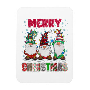 Merry Christmas Gnome Family Funny Xmas Tree Magnet
