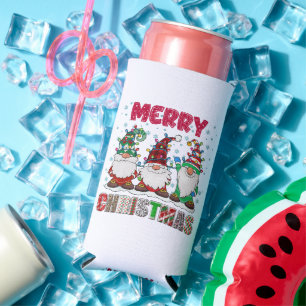 Merry Christmas Gnome Family Funny Xmas Tree Seltzer Can Cooler