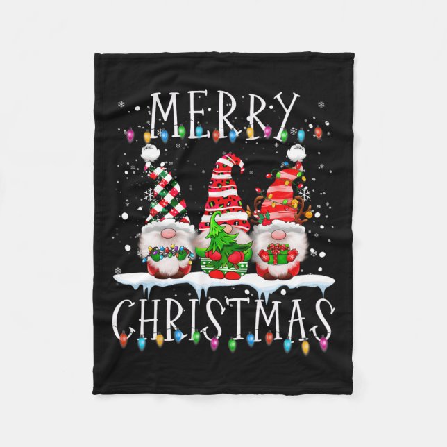 Merry Christmas Gnome Funny Family Xmas Kids Adult Fleece Blanket (Front)