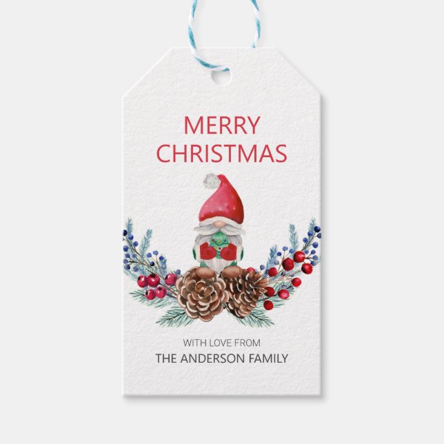 Merry Christmas Gnome  Gift Tags (Front)