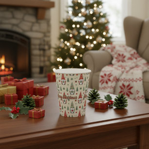 Merry Christmas Gnome Holiday Paper Cups