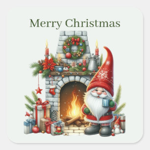 Merry Christmas gnome Holiday Square Sticker