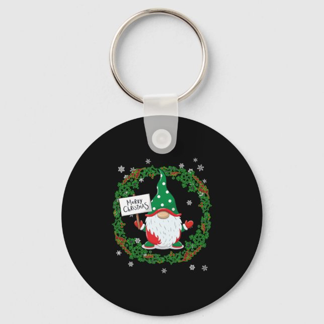 Merry Christmas gnome Key Ring (Front)