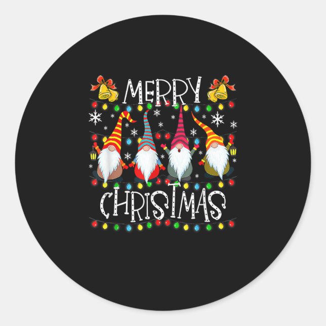 Merry Christmas Gnome Matching Family Party Pajama Classic Round Sticker (Front)