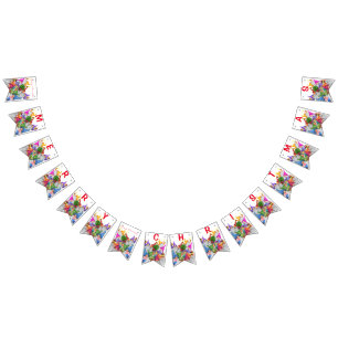 Merry Christmas Gnome Party Cartoon Drawing - Fun Bunting