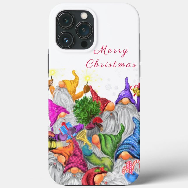 Merry Christmas Gnome Party Cartoon Drawing Fun Case-Mate iPhone Case (Back)