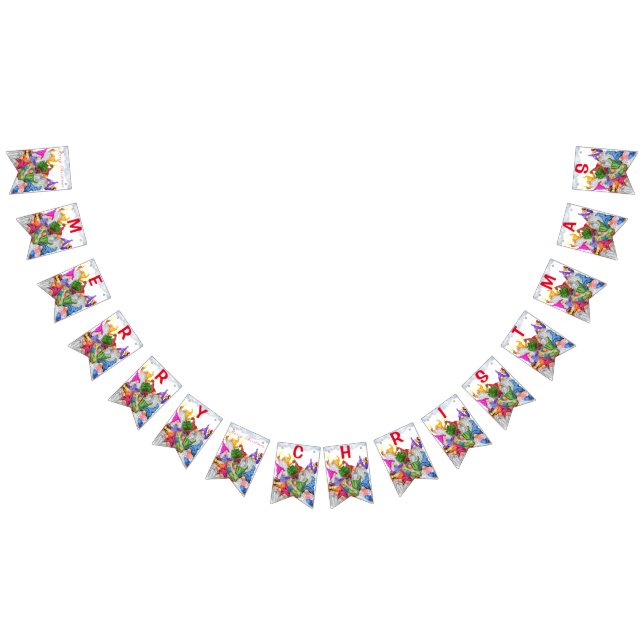 Merry Christmas Gnome Party Cartoon Drawing Funny  Bunting (All)