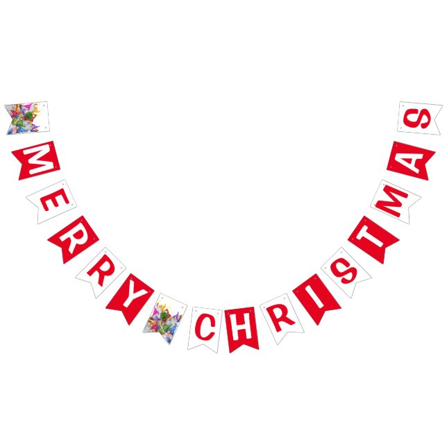 Merry Christmas Gnome Party Cartoon Drawing Funny Bunting (All)