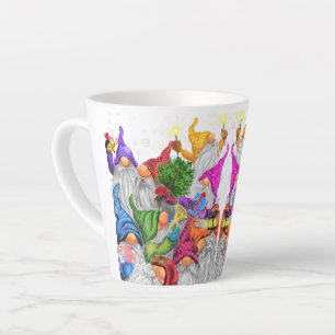 Merry Christmas Gnome Party Cartoon Drawing Latte Mug