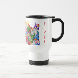 Merry Christmas Gnome Party Cartoon Drawing Travel Mug