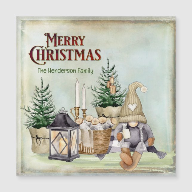 Merry Christmas Gnome Picnic Rustic Cabin (Front)