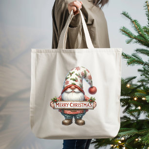 Merry Christmas Gnome Tote Bag