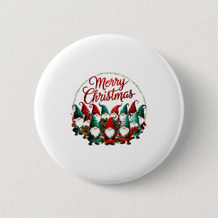 Merry Christmas Gnomes 6 Cm Round Badge