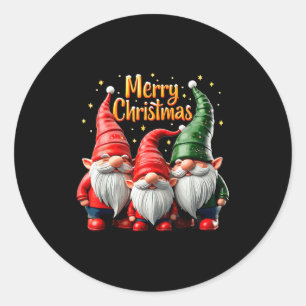 Merry Christmas Gnomes Cozy Winter Gatherings Classic Round Sticker