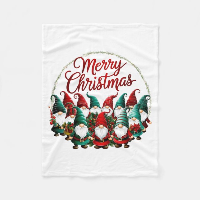 Merry Christmas Gnomes  Fleece Blanket (Front)