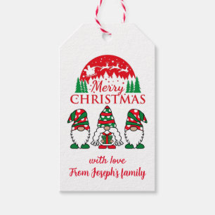 Merry christmas gnomes gift tags