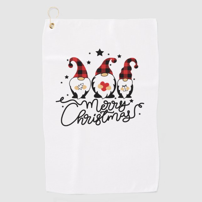 merry christmas gnomes   golf towel (Front)
