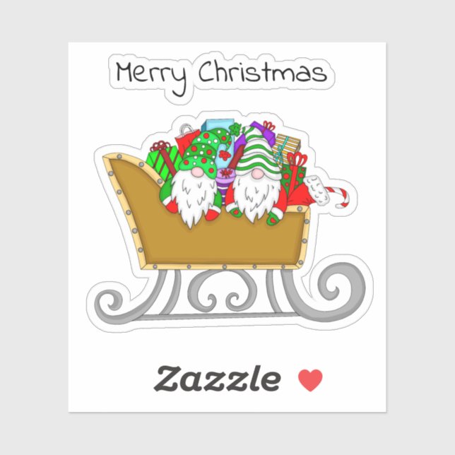 Merry Christmas | Gnomes in a Festive Sled (Sheet)