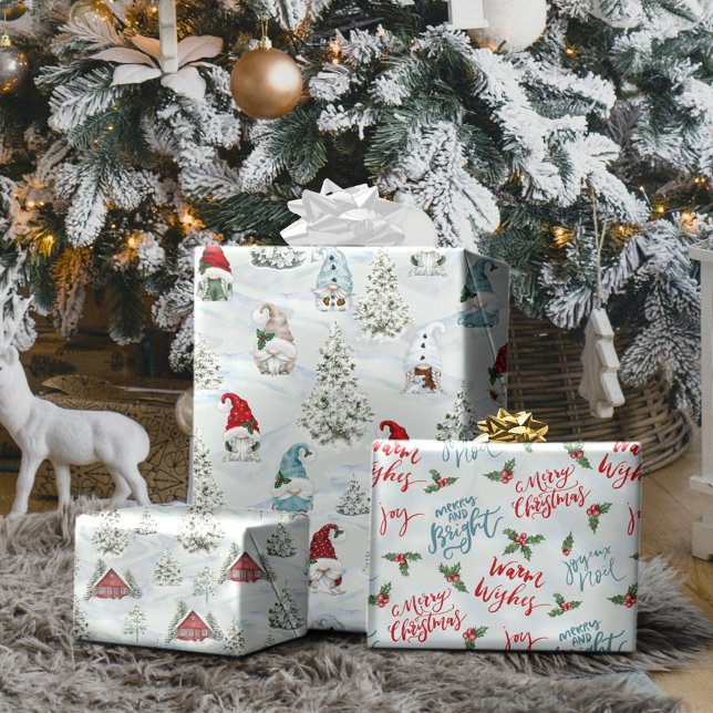 Merry Christmas Gnomes in Snow Wrapping Paper Sheet (Creator Uploaded)