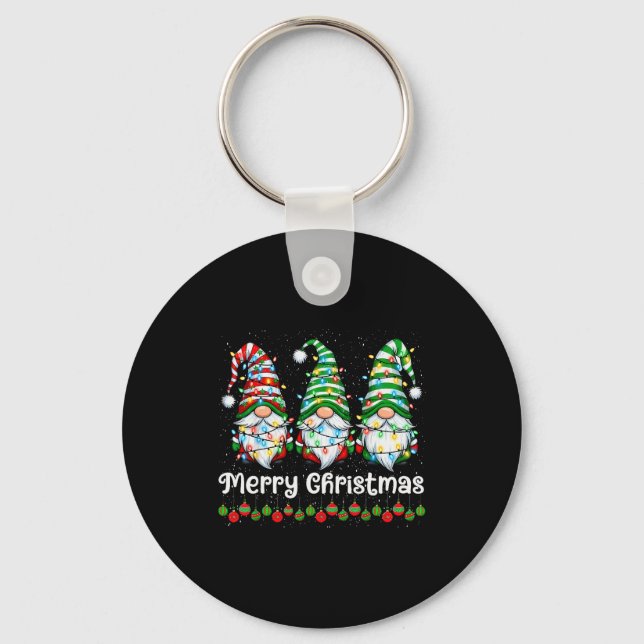Merry Christmas Gnomes Light Family Gnome Xmas Mat Key Ring (Front)