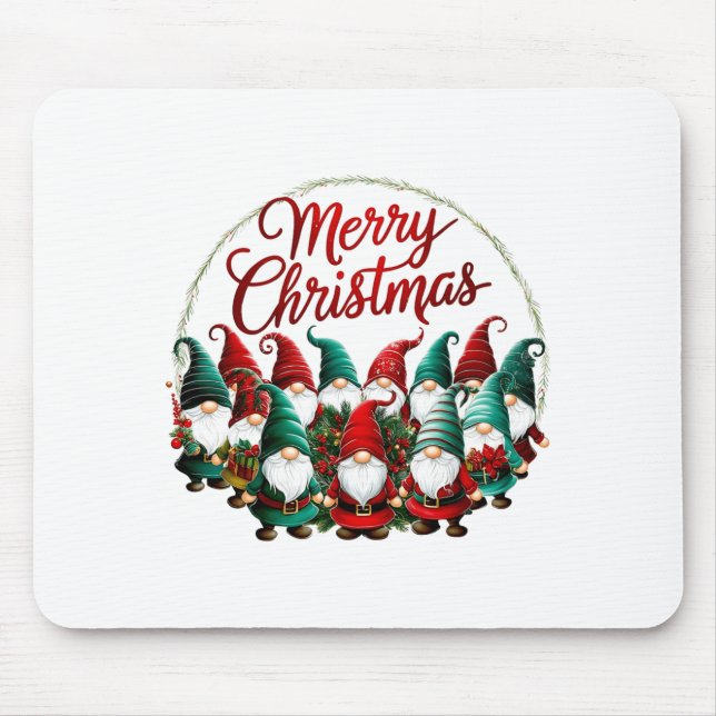 Merry Christmas Gnomes  Mouse Pad (Front)