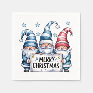 Merry Christmas Gnomes Napkin